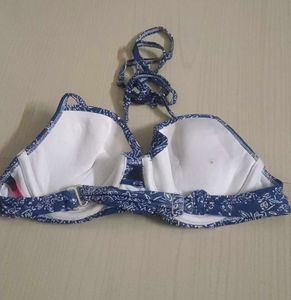 Blue Paisley Print Bikini Top