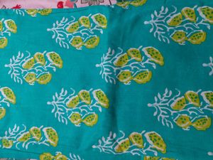 Teal Printed Kurta Set with DupattaUnstitched)