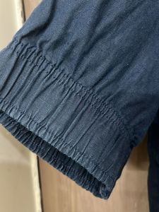 Dark Blue Square Neck Button-Up Top