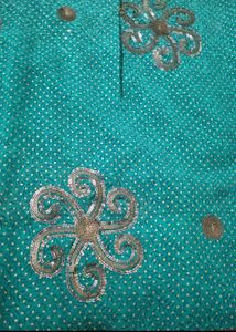 Beautiful Teal Saree with Sequins