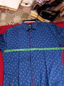 Men's Blue Printed Casual Shirt with bird print