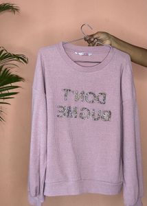 Sparkly Slogan Ribbed Top