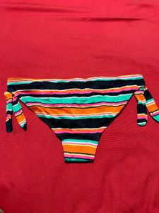 Multicolor Striped Bikini Bottom | Tie Side |