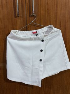White Asymmetrical Skort