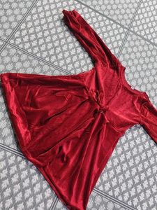 Elegant Red Velvet Dress