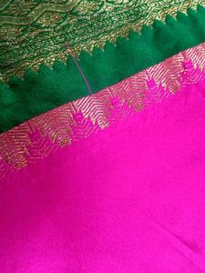 Vibrant Pink &amp; Green Silk Saree