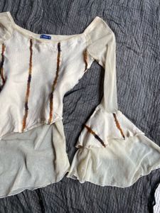 sheer bell fitted ruffled vintage top