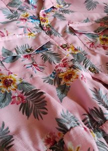 Pink Floral Button-Down Dress