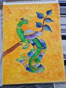 Vibrant Hand-Painted Peacock Art