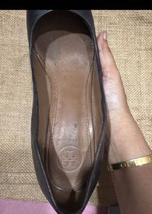 Tory Burch Black Leather Ballet Heels