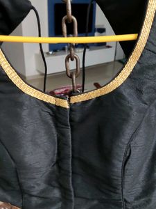 Black &amp; Gold Trim Blouse 1taim Wear Marjin Availab