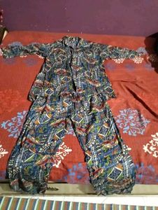 Blue Patterned Pajama Pants