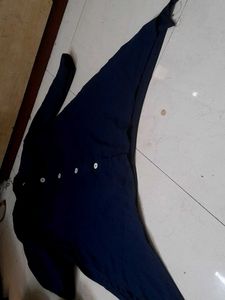 Navy Button-Down kurta indowestern