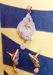 Exquisite CZ Pendant and Earring Set
