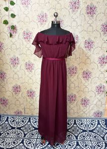 3XXL Elegant Burgundy Maxi Dress
