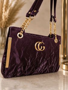 Stylish Plum Handbag with Gold Chain