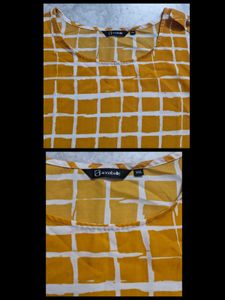 Yellow &amp; White Grid Print Top