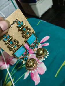Boho Turquoise Jhumka Earrings