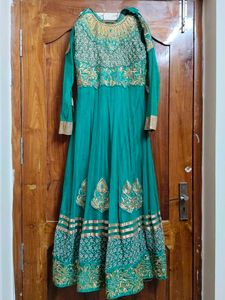 Elegant Green Embroidered Anarkali