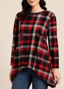 Red Checked Tunic Top