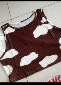 Cow Print Ribbed Tank Top
