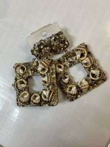 Unique Seashell Square Dangle Earrings