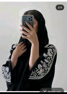 ❤️‍🩹🎉Abaya with Silver Embroidery