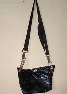 Chic Black Patent Crossbody Bag