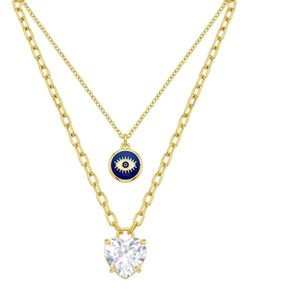 Layered Gold Chain Necklace with Charm
