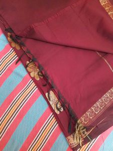 Elegant Maroon Saree with Gold Border