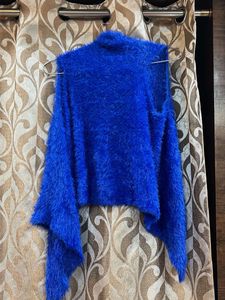 Vibrant Blue Fuzzy Knit Cardigan