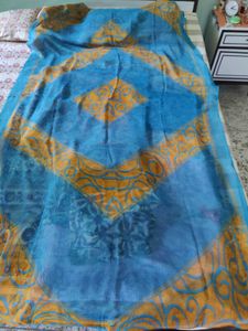 Turquoise &amp; Orange Print Dress Material