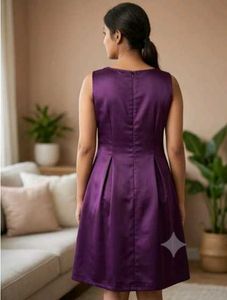 Elegant Purple Satin Lace Trimmed Dress