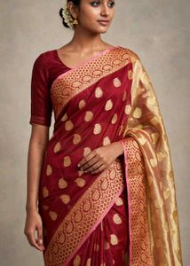 Elegant Maroon & golden jari Saree