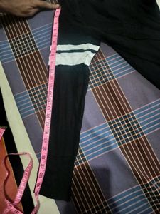 Black V-Neck T-Shirt with White Stripes