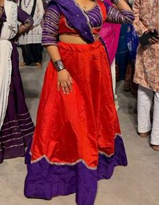 Vibrant Orange &amp; Purple Lehenga Choli Set