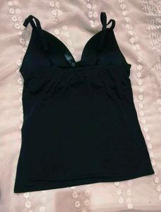 Womens Black Built-in Bra Cami Top