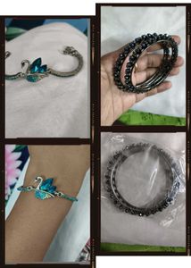 Sparkling Swan Bracelet & Beaded Bangles Set