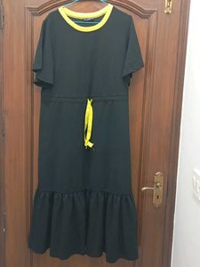 Casual Black & Yellow Midi Dress