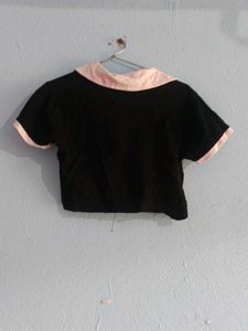 Black Cropped Polo Top with trousers