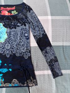 y2k vintage Desigual Blue Floral Long Sleeve Top