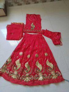 Beautiful Red Rajputi Lehenga Choli Set