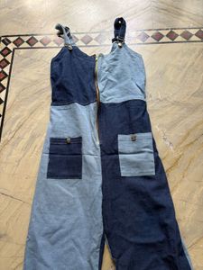 blue denim jumpsuit