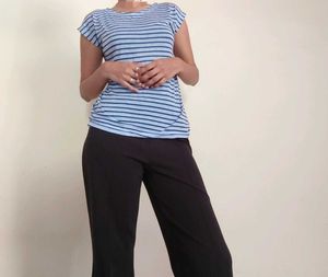 Classic Blue &amp; Navy Striped T-Shirt 100%Cotton