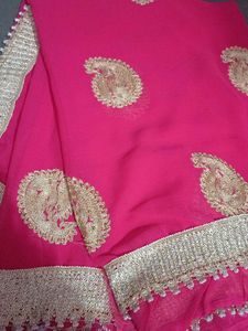 Pink Sare With  Stitched Blouse