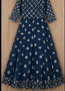 Stunning Blue Embellished Anarkali Suit