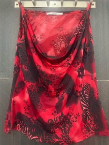 Vibrant Red &amp; Black Print Top
