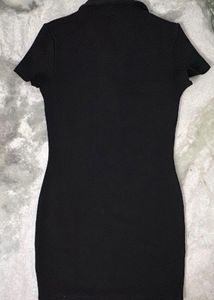 Classic Black Collared Mini Dress
