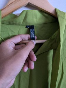 Lime Green Tie-Neck Blouse