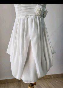 Elegant White Bubble Hem Dress